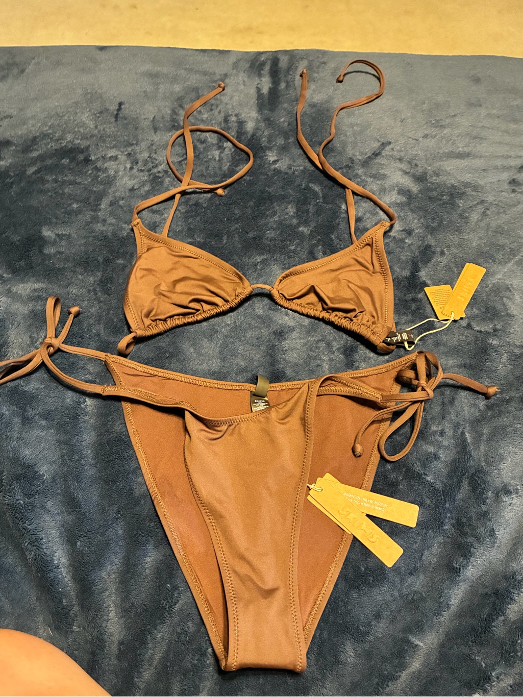 Skims Cocoa String Triangle Bikini Set
